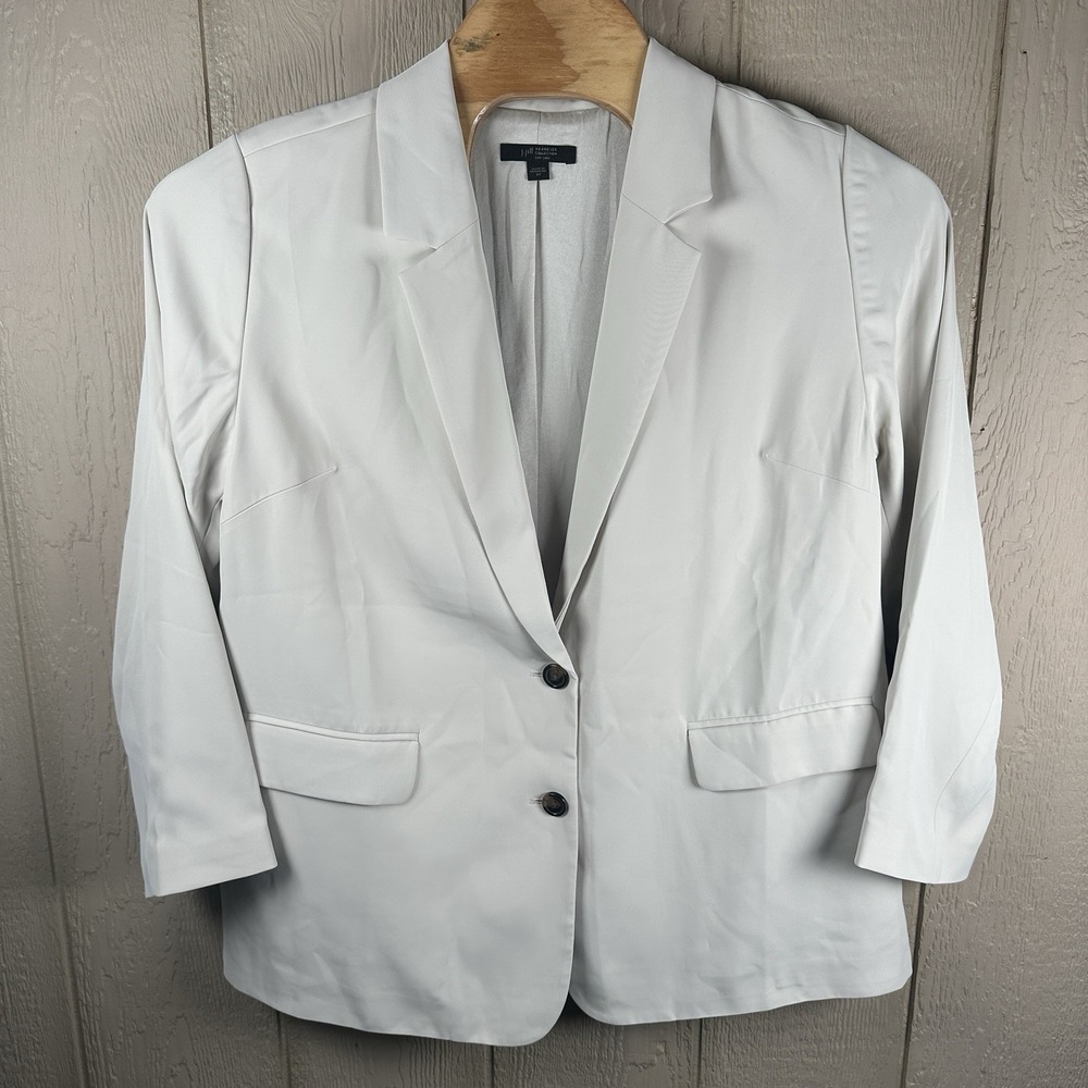 J. Jill WearEver Blazer Jacket Women 2X Beige Two-Button Lightweight Easy Care